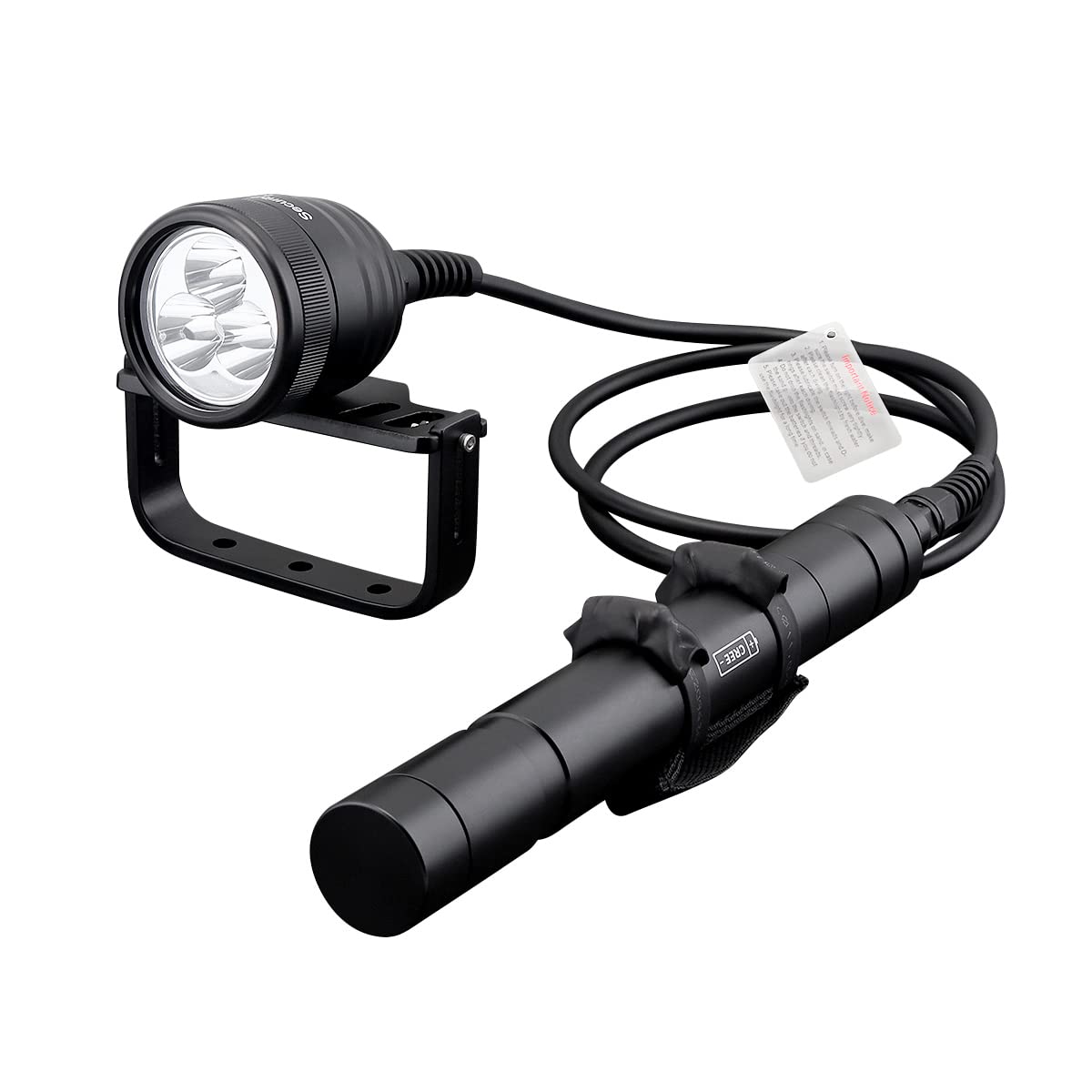 SecurityIng DF05 3000LM Primary Canister Dive Light, 3 LEDs Scuba Diving Flashlight Underwater 492ft/150M Torch with 2M Cable for Professional Diving/Cave Diving (Batteries Not Included)