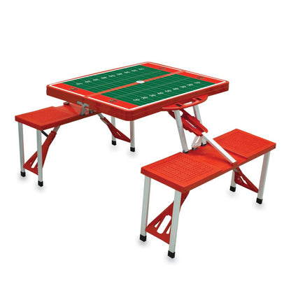PICNIC TIME NCAA Louisville Cardinals Football Field Folding Picnic Table - Camping Table - Outdoor Table with Umbrella Hole, (Red)