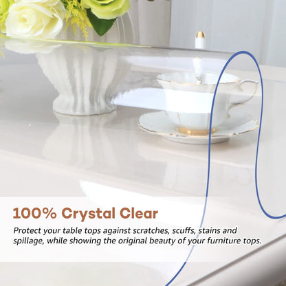 RostiKong 48 Inch Round Clear Table Cover Plastic Vinyl Circle Tablecloths Furniture Desk Table Screen Sheet Liner Runner Protector Waterproof Protective Cocktail Dinner Dresser Table Topper Pad Mat