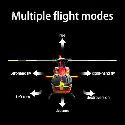 C190 Remote Control Helicopter for Adults 1:30 Scale H145 RC Helicopter 2.4G 6CH Single Propeller Aileron Free Optical Flow Positioning Six-axis Gyroscope Stabilization (Red White(1 Battery))
