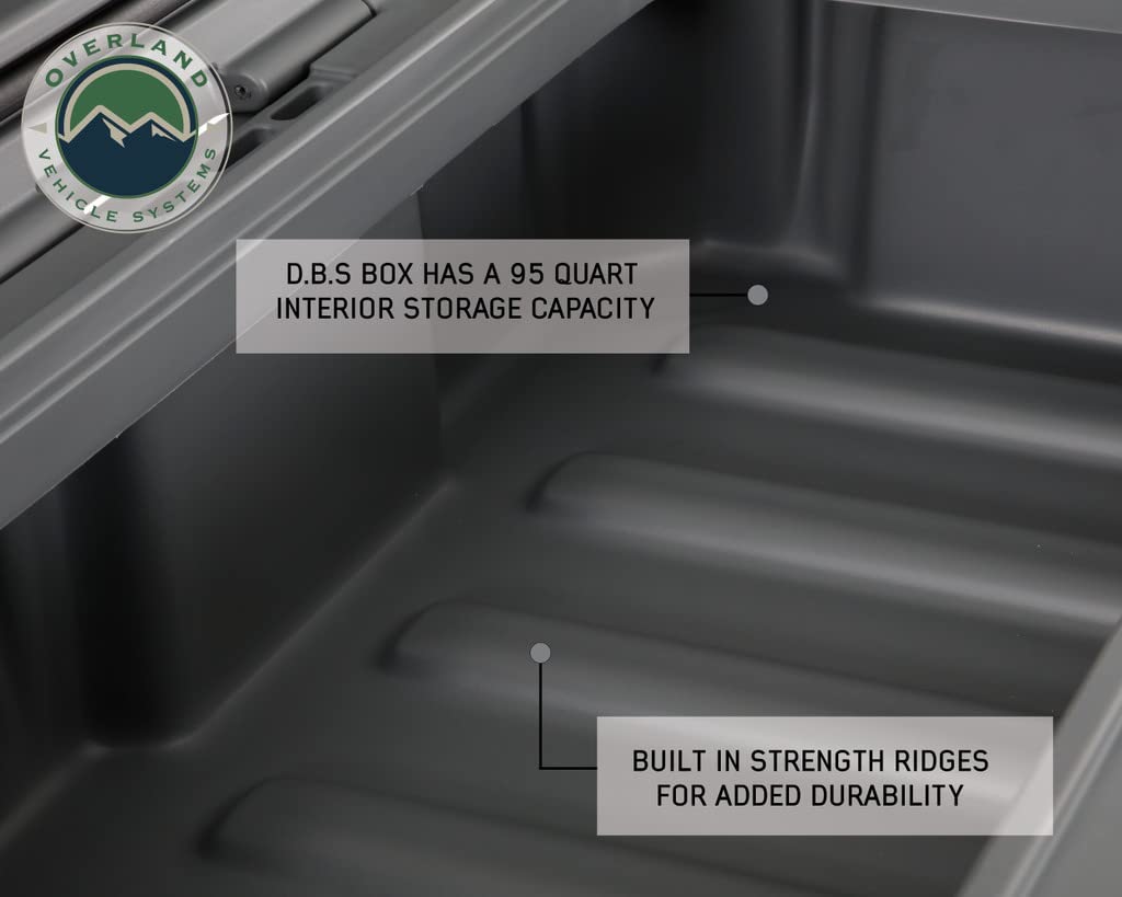 Overland Vehicle Systems 40100011 Dark Gray 95 QT Dry Box Storage with Drain and Bottle Opener | Waterproof Seal | Heavy-Duty Latches and Nylon Handles | Keeps Gear Safe, Dry and Organized