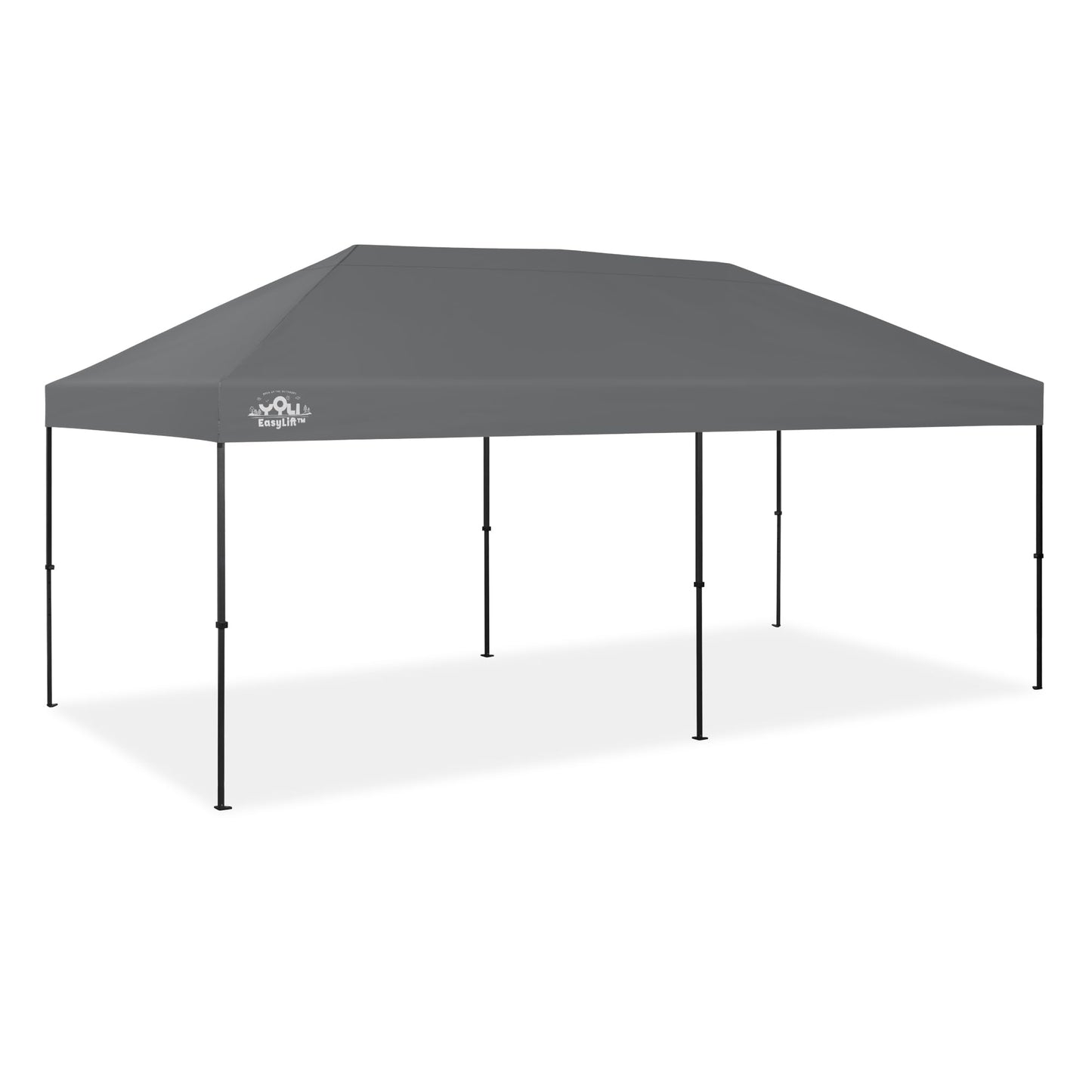 YOLI Fortitude EasyLift 200 Instant Pop-Up Canopy, 10x20 Heavy Duty Pavilion with EasyLift Tech & Heat Reflective Top – Gray