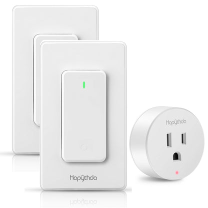 Remote Control Outlet, Buckle Design Removable Wireless Wall Mounted Light Switch, 300 ft 15A 1500W, No Wiring Electrical Remote Outlet for Appliance