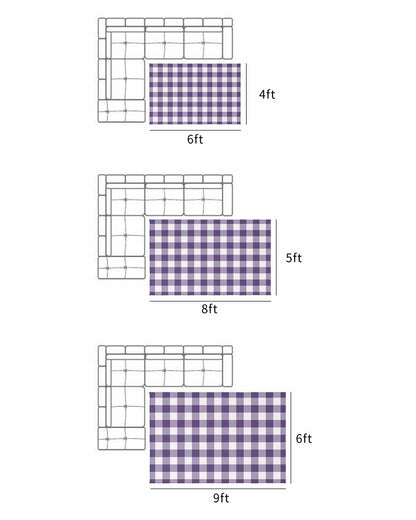 Outdoor Patio Rugs Purple Buffalo Plaid Outdoor Area Rug Check Lines Non-Slip Backyard/Camping RV Rug/Deck/Porch Rug Front Door Floor Mat Carpet, 4x6ft