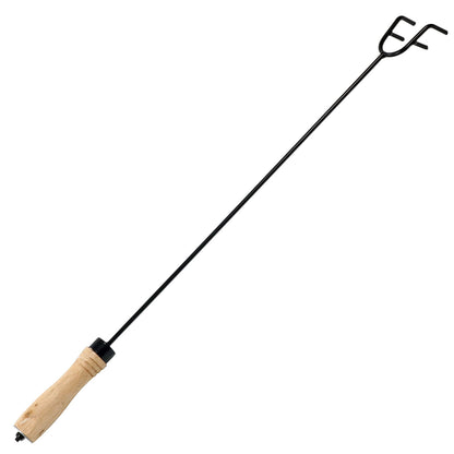 Sunnydaze 24” Round Rust-Resistant Stainless Steel Spark Screen with Handle and 26” Steel Fire Pit Poker Stick with Wood Handle