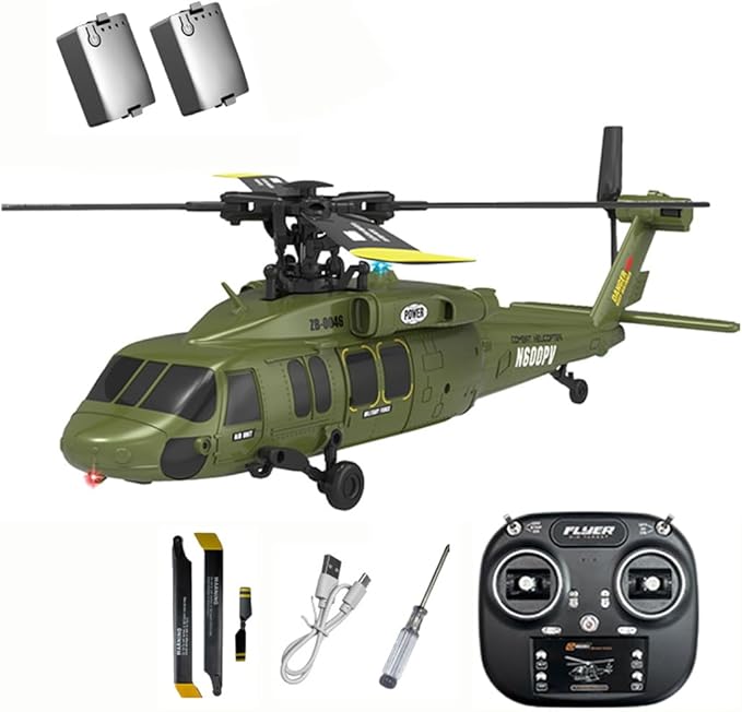X-MechFun Black Hawk K200 RC Helicopter - 6CH Simulation RC Aircraft with Optical Flow &amp Altitude Hold &amp One-Key Inverted Flight 2.4Ghz Remote Console Helicopter Model for Hobbyists