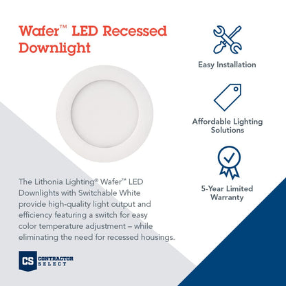 Lithonia Lighting LED Recessed Downlight, 4-Inch, Color Temperature Selectable 3000K/4000K/5000K, Oil Rubbed Bronze, Model WF4