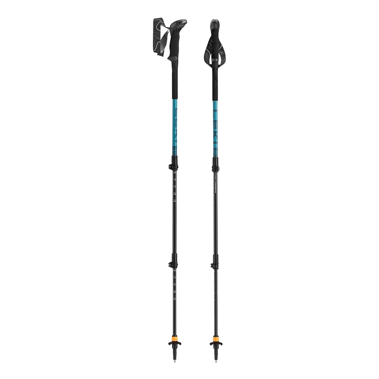LEKI Makalu Lite AS Trekking Poles - Aluminum Collapsible Lightweight Walking Poles for Hiking - Greenblue Light-Greenblue Dark - 100-135 cm