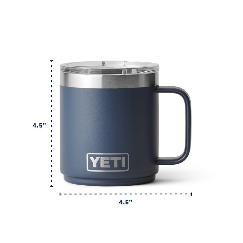 YETI Rambler 10 oz Ceramic Lined Stackable Mug, Vacuum Insulated, Stainless Steel with MagSlider Lid, Black