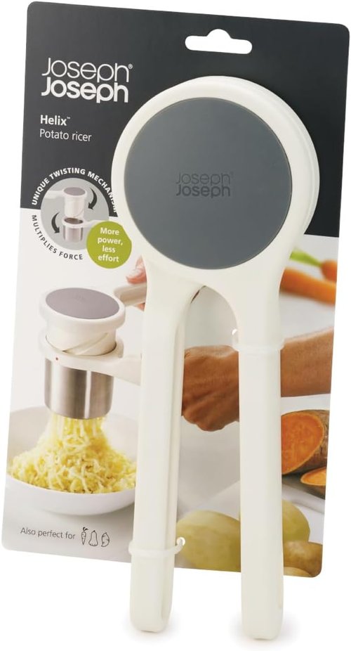 Joseph Joseph Helix Potato Ricer - Ergonomic Twist-Action Masher for Smooth Vegetable Purees | Stainless Steel