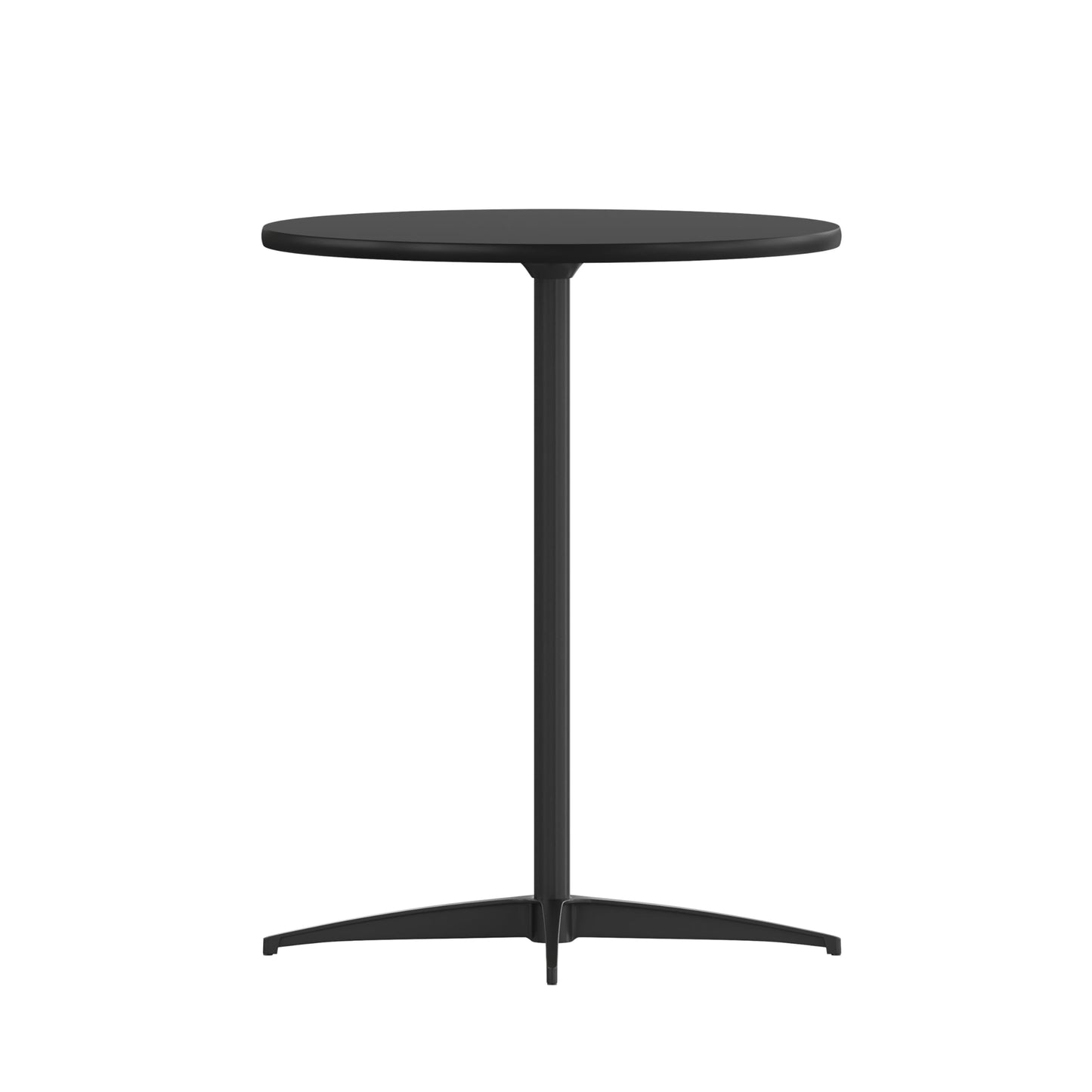 Flash Furniture Lars Black 24'' Round Wood Cocktail Table with 30'' and 42'' Columns