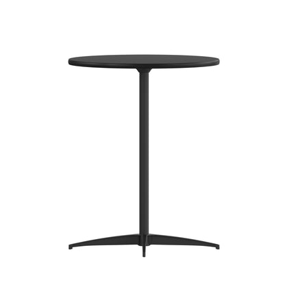 Flash Furniture Lars Black 24'' Round Wood Cocktail Table with 30'' and 42'' Columns