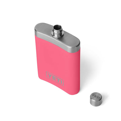 YETI 7 oz Flask with Color Matching Set of Shot Glasses, Tropical Pink