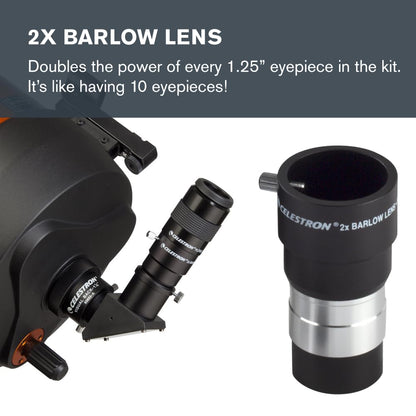 Celestron Accessory Kit with Five 1.25" Plossl Eyepieces, 2x Barlow and Filter Set