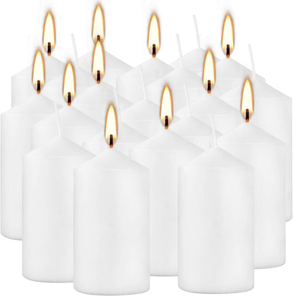 YOROXRG 2"x4" High White Pillar Candles, Set of 20 Unscented. Bulk Buy. Ideal for Halloween, Wedding, Emergency Lanterns, Household, Wedding and Home Décor Candlesticks