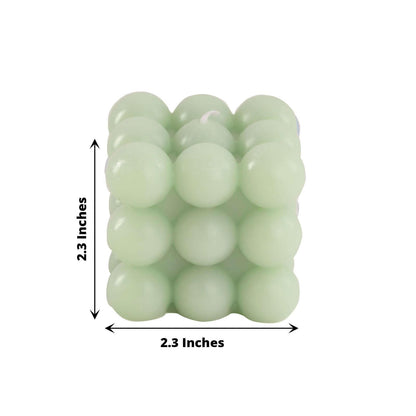 Efavormart 2 Pack Sage Green 2" Bubble Cube Paraffin Wax Candles, Unscented Rubik's Cube Aesthetic Decorative Pillar Candles
