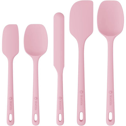 ChefAide 5 Pieces Silicone Spatula Set, Food Grade Rubber Spatula, Upgrade Strong Handle with Ergonomic Grip, Heat Resistant Up to 600°F for Nonstick Cookware, Cooking