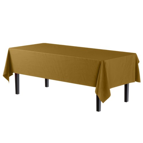Exquisite Party Solids 6-Pack Premium Plastic Tablecloth 54in. x 108in. Rectangle Plastic Table Cover - Gold