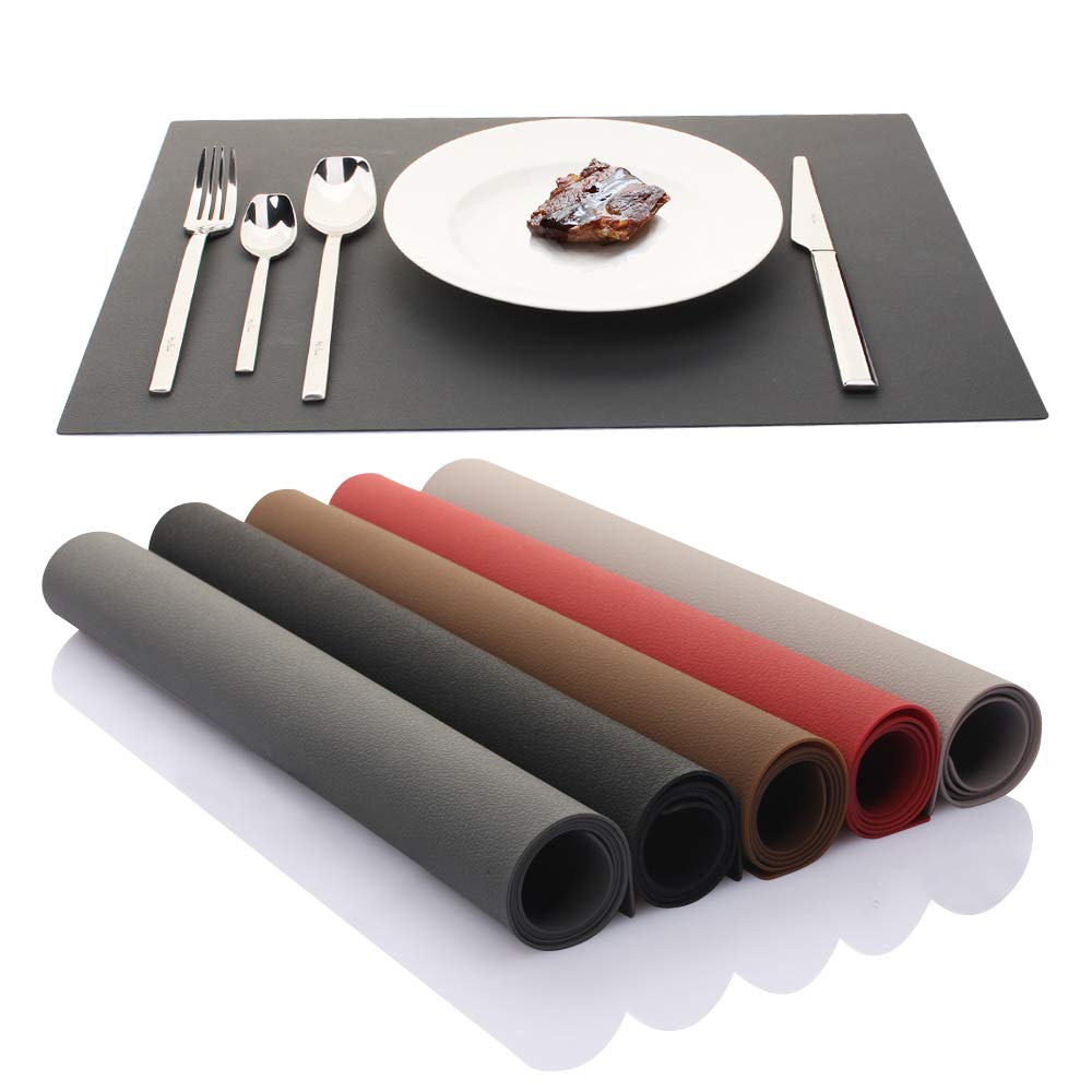 ME.FAN Silicone Placemats [17.7''x12.6''] Heat-Resistant Thicken Non-Slip Tablemats Non-Skid Table Mats Set of 4 (Dark Orange)