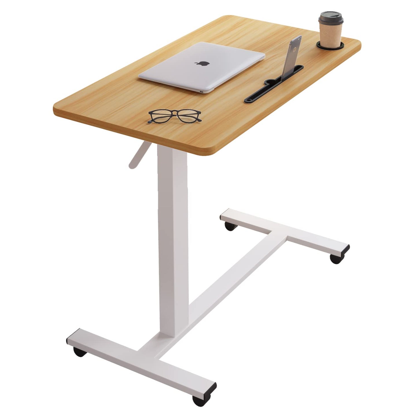 Furist Overbed Beside Table,Bed Desk,Hospital Bedside Table,Pneumatic Mobile Laptop Computer Standing Desk Cart with Tray