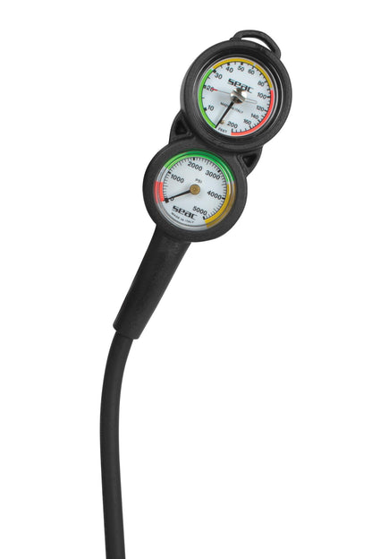 SEAC Sub Console 3 Pressure Depth Gauge and Compass, Red, One Size (0600012005000A)