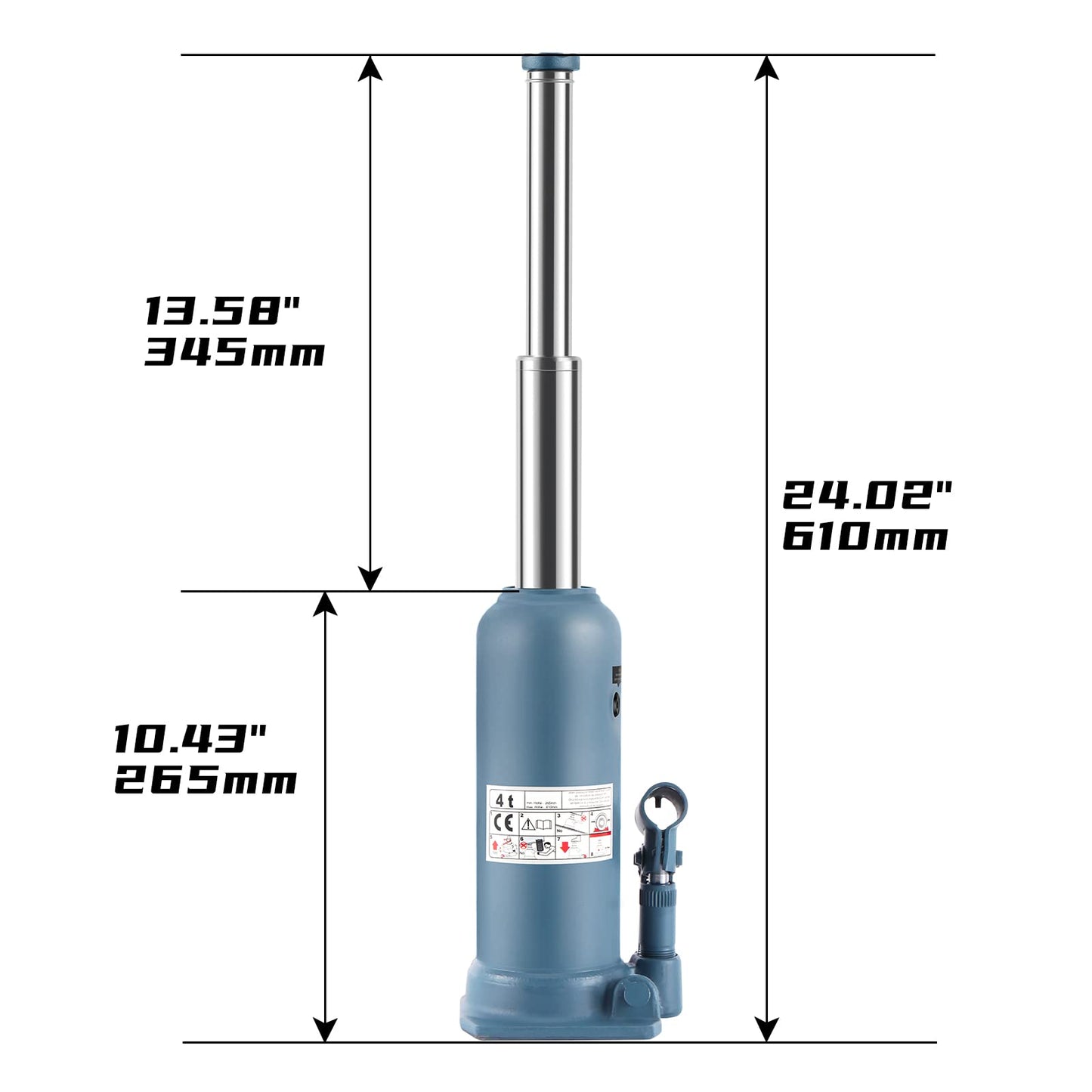 BAOSHISHAN Double Ram Bottle Jack Hydraulic Welded Jack Truck Jack 4 Ton (High Lift)