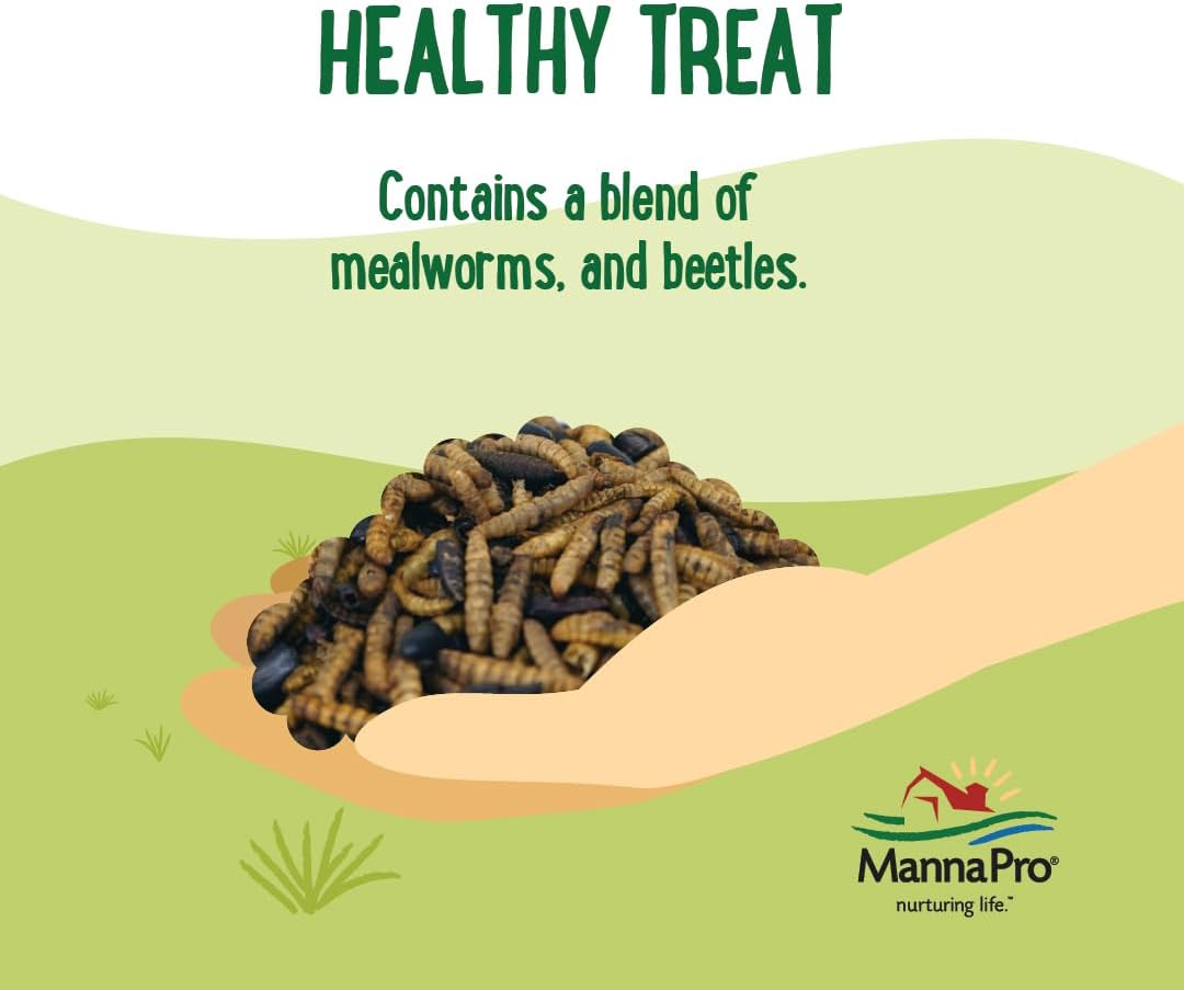 Manna Pro Beetle Bliss Poultry Treat - All-Natural Mealworm & Beetle Blend - 25oz, 45% Protein for Chickens & Ducks