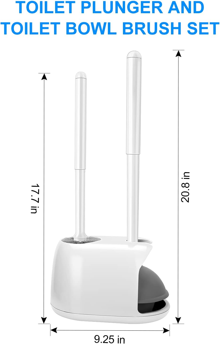 SetSail Toilet Brush and Plunger Set | Heavy-Duty Bathroom Cleaning Tools - 2 Pack, White