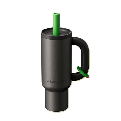 CHAKO LAB BaWang 33oz Insulated Titanium Tumbler with Handle and Straw | Premium Matte Finish Leakproof Water Bottle | Cup Holder Friendly Travel Mug for Coffee, Tea | BPA-Free Grand Tumber, Midnight