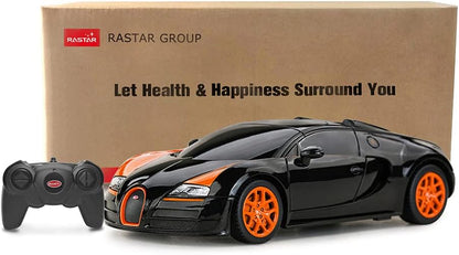 RASTAR RC Car | 1:24 Bugatti Veyron 16.4 Grand Sport Vitesse Radio Remote Control Racing Toy Car Model Vehicle Black/Orange