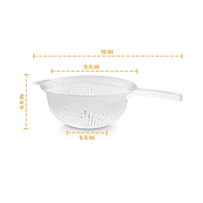 YBM Home 9.75 Inch Plastic Strainer Colander with Long Handle – Made of Food Safe BPA-Free Plastic - Use for Pasta, Noodles, Spaghetti, Vegetables and More 31-1130-white (1, White)