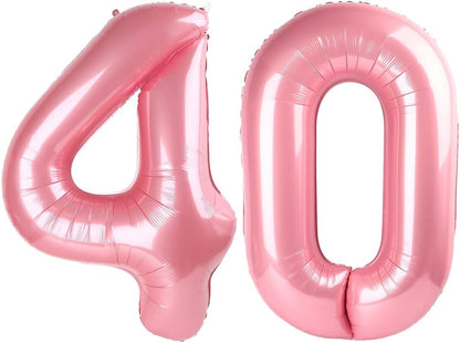 Number Balloons 40 - 40 Inch Pastel Pink Foil Decorations for 40th Birthday & Engagement Celebrations