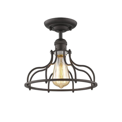 Chloe Lighting Jaxon 1 Light Semi-Flush Ceiling Fixture 10in Wide Rubbed Bronze Model CH2D004RB10-SF1