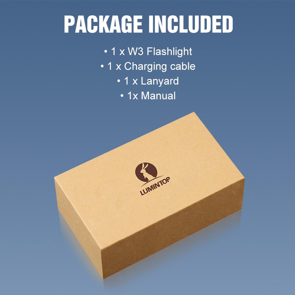 LUMINTOP W3 Compact Rechargeable LEP Flashlight - 700 Meters Range, Triple Light Sources, 550 Lumens, IPX11 Waterproof, Red Light & SOS, USB-C Charging