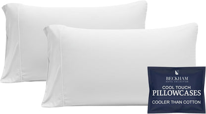 Beckham Hotel Collection Cooling Pillowcases - Silky Soft & Breathable | Set of 2, Standard/Queen Size, White