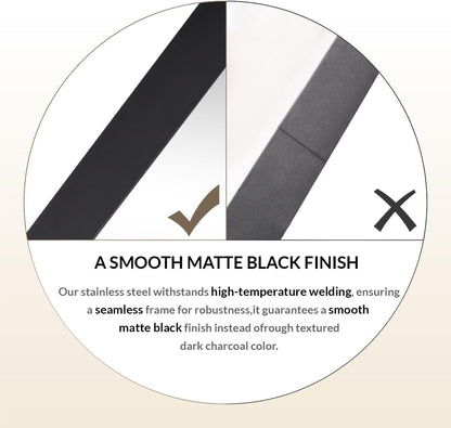ANDY STAR Square Bathroom Mirror - 24”x24” Matte Black Metal Design with Rounded Corners | Versatile Hanging Options