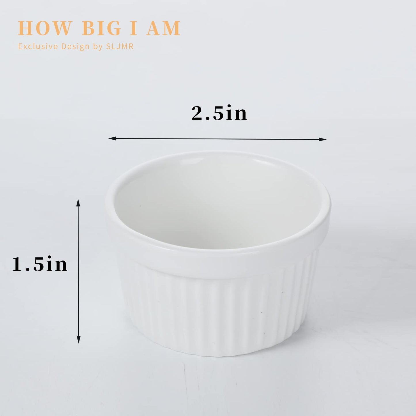 22 oz Ramekins 2 pcs Porcelain Ramekins Dishes for Souffle,Creme Brulee, Pudding, Custard Cups,Bakeware Bowls Set for Baking,Oven Safe, White (6 inch)