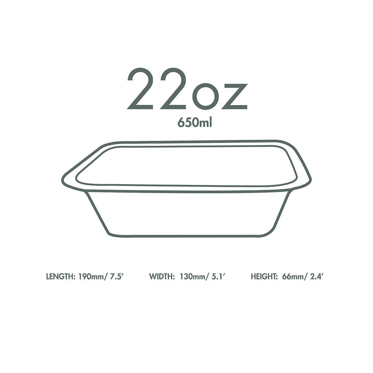 Vegware Compostable 22oz Molded Fiber To Go Containers, Case of 600, Square Nourish, No-Added PFAS, Reuseable, Bagasse, Meal Prep Food Storage, Suitable for Hot or Cold, Choice of Size 4 Lids & bases