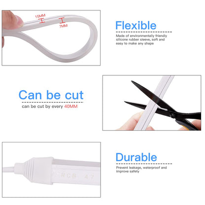 XUNATA Bluetooth RGB LED Neon Strip, 9.9ft Waterproof Flexible Light, SMD 5050, 72 LEDs/m, with Remote Control
