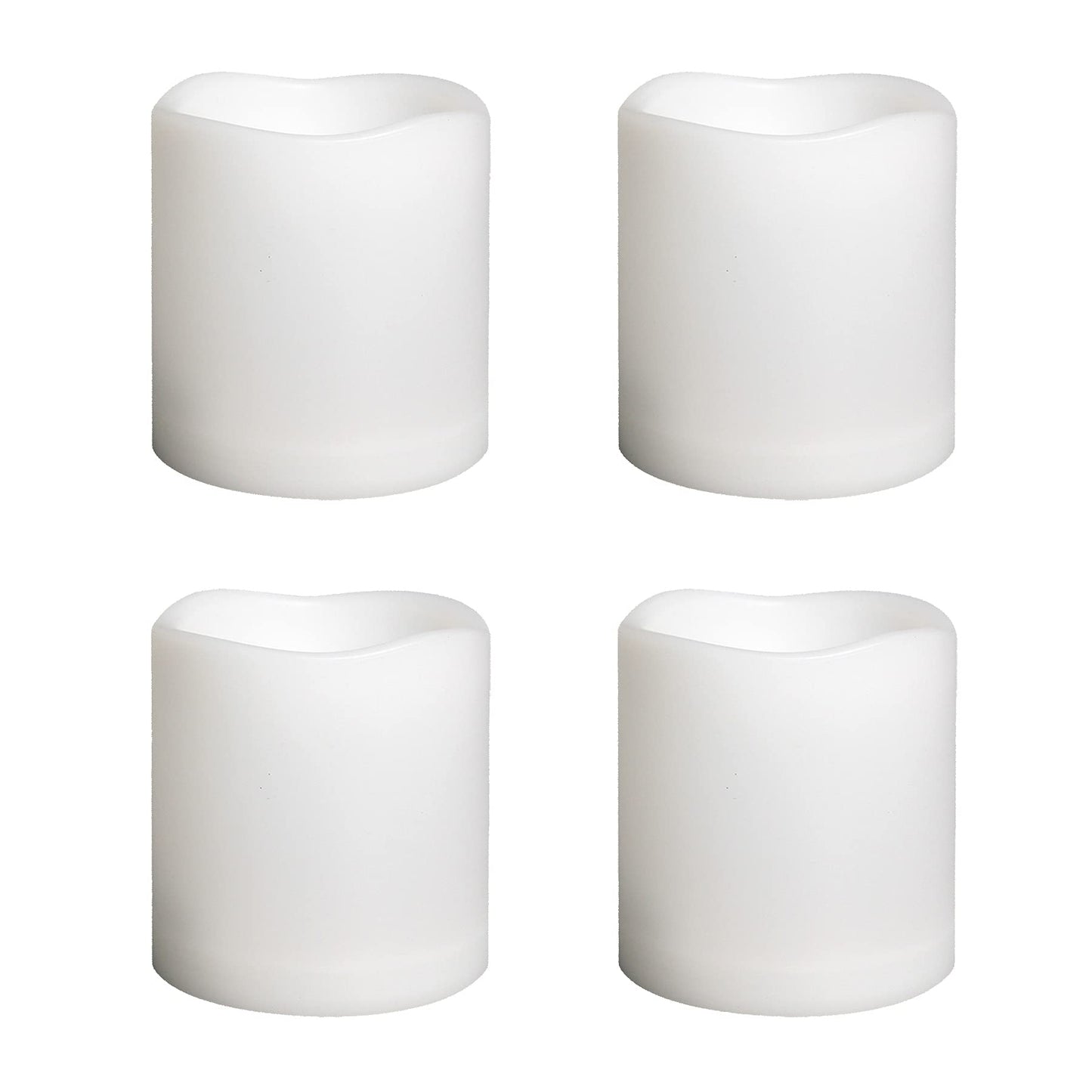 Smallpenglai Outdoor Indoor Flameless Pillar Candles, 4 Pack Plastic Resin Battery Operated Electric LED Candle Sets with Cycling 24 Hours Timer Function for Home Party Wedding Decoration, 3"x3"