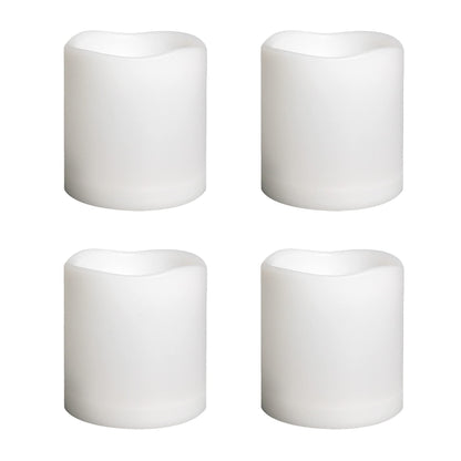 Smallpenglai Outdoor Indoor Flameless Pillar Candles, 4 Pack Plastic Resin Battery Operated Electric LED Candle Sets with Cycling 24 Hours Timer Function for Home Party Wedding Decoration, 3"x3"