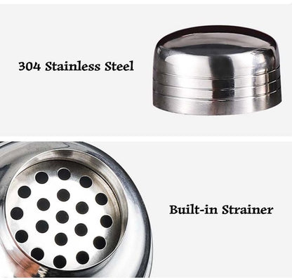 24oz Cocktail Shaker Set, Bartender Kit with Martini Shaker + Bar Spoon + Jigger, 304 Stainless Steel Drink Mixer Cocktail Kit with Built-in Strainer for Margarita Bartender Alcohol Gifts