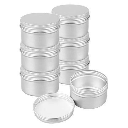 Restaurantware RW Base 4 Ounce Tin Storage Boxes 100 Round Tin Boxes With Lids - Durable Screwable Lids Silver Aluminum Storage Containers Customizable Fits Mints Pills Or Herbs