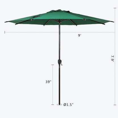 Abba Patio 9FT Outdoor Umbrella - Push Button Tilt & Crank | UV Protection, Waterproof, Dark Green