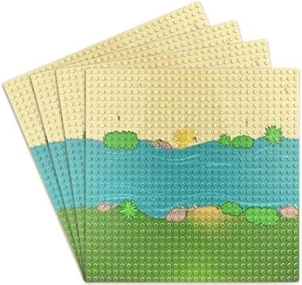 General Jim's City Street Colorful Baseplate River Sandy Beach Island Seaside Building Blocks Road Plates 9 Piece Set - for Teens and Adultss