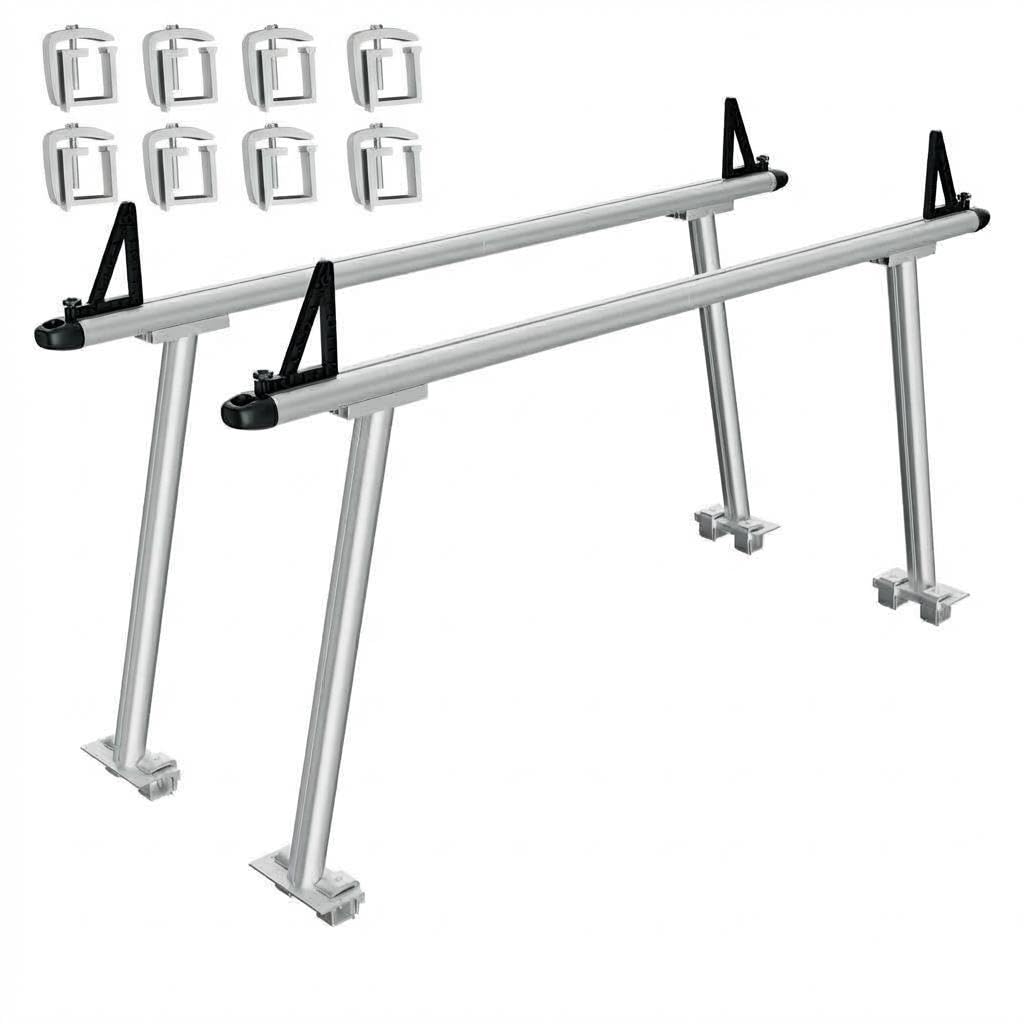 71" Aluminum Truck Ladder Rack, 800 Lbs Capacity Truck Rack, Heavy Duty Universal Pickup Truck Bed Rack with 8 No-Drill c-Clamps for Kayak, Surfboard, Lumber, Ladder & More