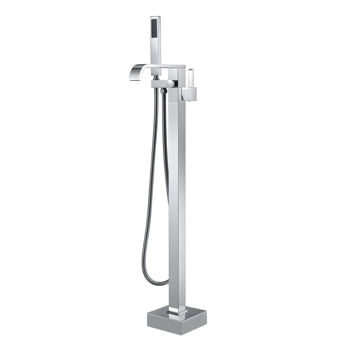 Artiqua Freestanding Bathtub Faucet Tub Filler Faucets Chrome Floor Mount Brass Single Handle with Hand Shower