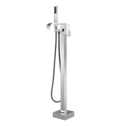 Artiqua Freestanding Bathtub Faucet Tub Filler Faucets Chrome Floor Mount Brass Single Handle with Hand Shower