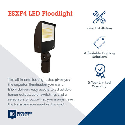 Lithonia Lighting All-in-One LED Flood Light, Waterproof LED Outdoor Light Fixture with Adjustable Brightness and Color Temperature, Yoke or Slipfitter Mount Dusk to Dawn Outdoor Lighting, UVOLT
