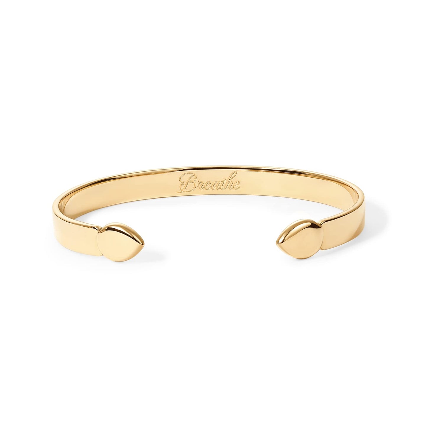 PAVOI 14K Yellow Gold Plated Stainless Steel Bangle Bracelets for Women | Breathe Inspirational Engraved Adjustable Mantra Cuff Bangle | Personalized Gift for Her Mom Sister | Birthday Gifts for Women